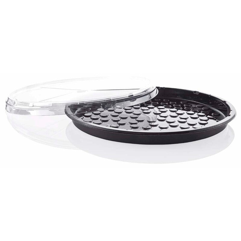 Låg t/plastbakke, Færch, P 78-50A., Rund, Ø 330, højde 23, vægt: 301, PET, transparent, T/Pizza and Tapas tray, karton a 60 stk, Fødevaregodkendt