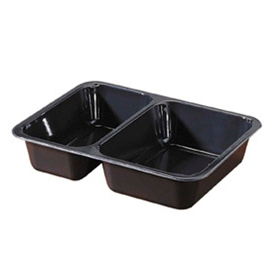 Plastbakke, Duni, 2-rums, 1100 ml, 175x225x43mm, C-PET, sort, t/ovn & microovn, karton a 300 stk