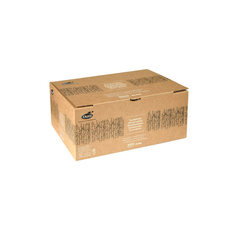 Enkeltindpakkede tandstikker, Duni, Jordan, Rund, træ, brun/hvid, Single piece wrapping, pakke a 3000 stk, Fødevaregodkendt
