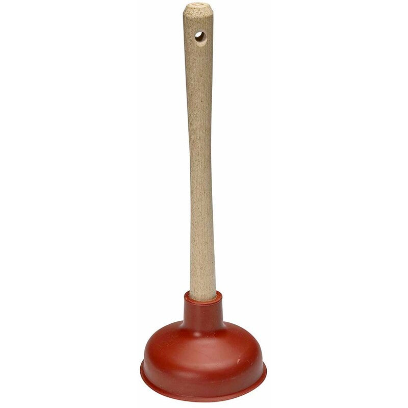 Vaskesuger, Vikan, Vacuum cleaner for drain, rød/træ, 135mmx410mm, Ø 135mm