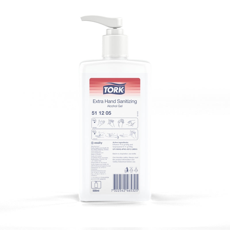 Hånddesinfektion, Tork, 85% Gel pumpeflaske, 500 ml, pakke a 8 stk