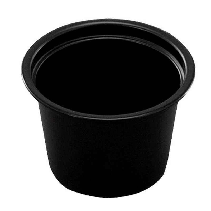 Dressingbæger, Rund, Ø 44, højde 30, PP, sort, Portion Cup 1oz/30ml, pakke a 250 stk, Fødevaregodkendt