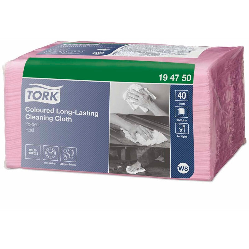 Alt-mulig-klud, Tork, W8, Premium, rød, 300mmx385mm, pakke a 40 stk, FSC Mix Credit
