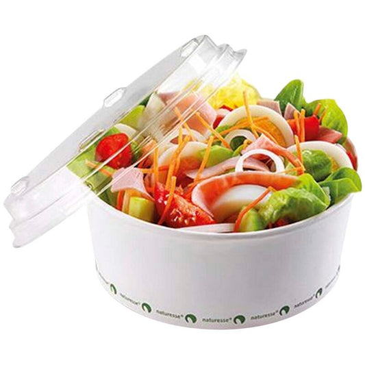 Salatbowle, Rund, 800 ml, Ø 148, højde 60, Cardboard/PLA, hvid, karton a 500 stk