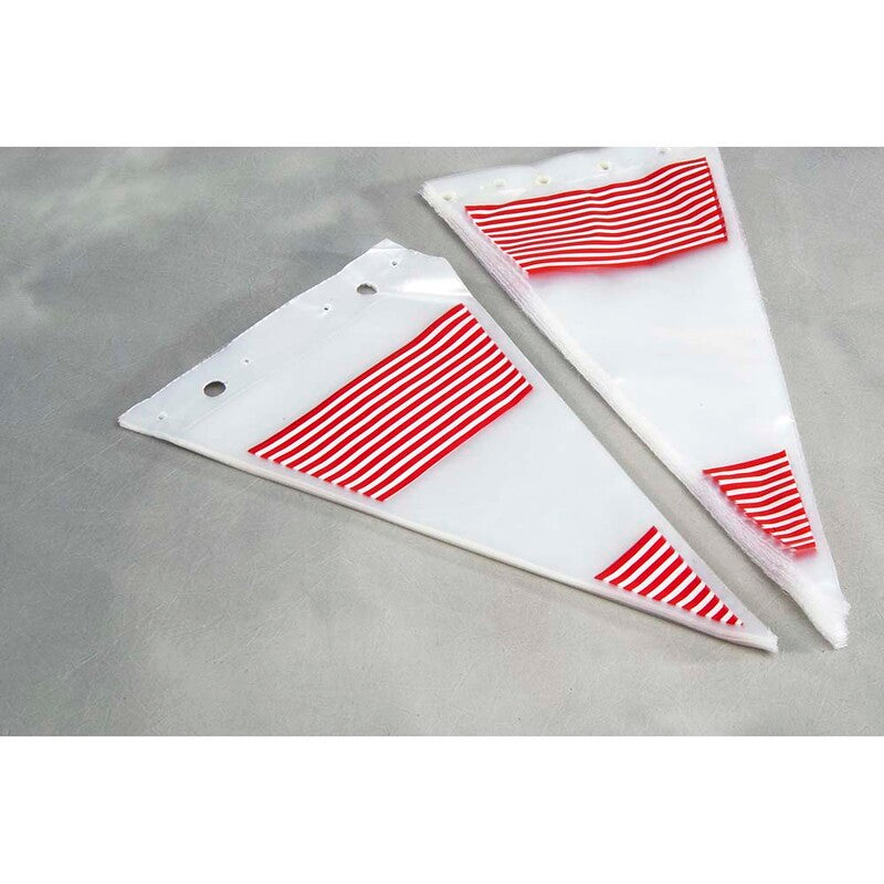 Spidspose, 40 µm, 240 x 400 mm, CPP, transparent, Red stripes, pakke a 1000 stk, Fødevaregodkendt