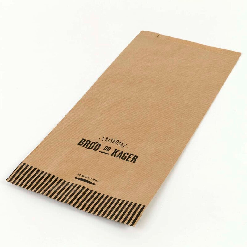 Bagerpose, 90 x 210 x 535 mm, flat film, Papir, brun, pakke a 250 stk, Friskbagt Brød Og Kager, Fødevaregodkendt