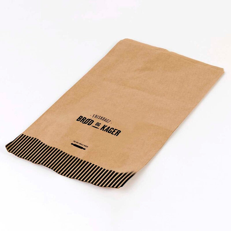 Bagerpose, 210 x 335 mm, flat film, Papir, brun, Printed, pakke a 1000 stk, 2,5 kg Friskbagt Brød, Fødevaregodkendt
