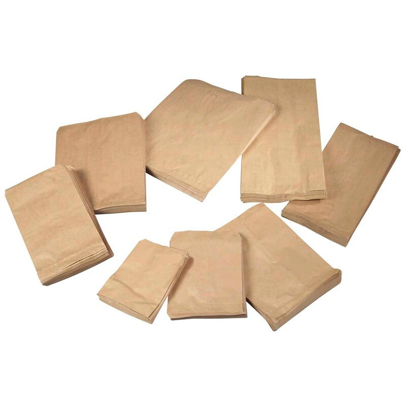 Bagerpose, 170 x 215 mm, flat film, Papir, brun, pakke a 1000 stk, 0,5 kg, Fødevaregodkendt