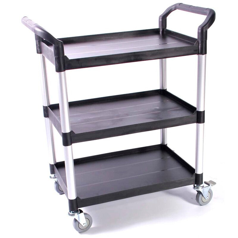 Rengøringsvogne, Trolley w/3 shelves, sort/alu