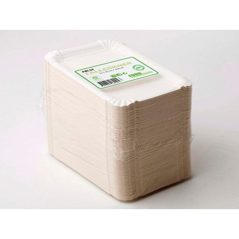 Pølsebakke, Foodline, 200x130x10mm, Pap, hvid, pakke a 250 stk