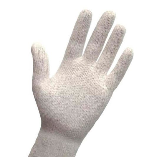 Bomuldshandsker, 8 / m manchet, 100 % bomuld, hvid, pakke med 1200 stk