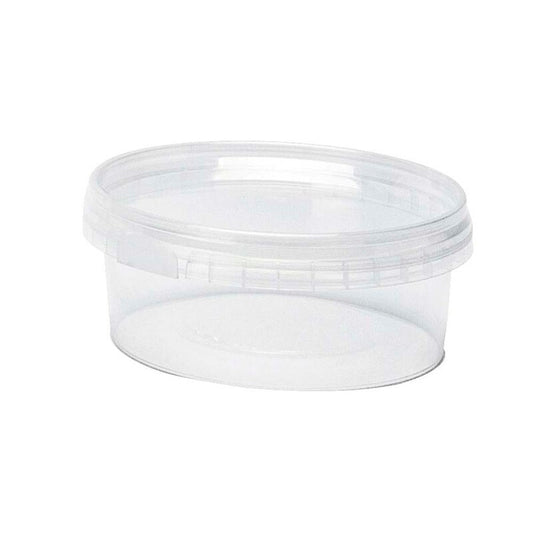 Plastbøtte, Rund, 565 ml, Ø 118, højde 101, PP, transparent, m/låg, æske a 264 sæt