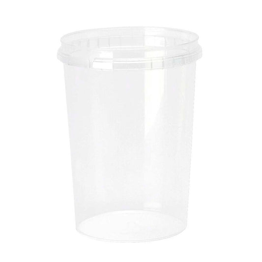 Plastbøtte, Handy-lock, Rund, 520 ml, Ø 97, højde 55, PP, transparent, m/låg, kasse a 360 sæt