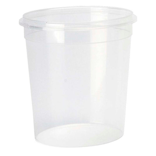 Plastbøtte, Handy-lock, Rund, 1025 ml, Ø 118, højde 144, PP, transparent, m/låg, æske a 180 sæt