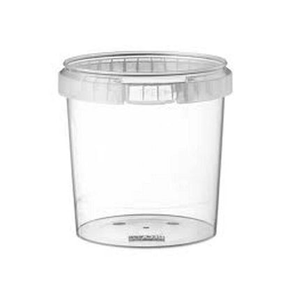 Plastbøtte, Handy-lock, Rund, 1180 ml, Ø 133, højde 150, PP, transparent, m/låg, æske a 180 sæt