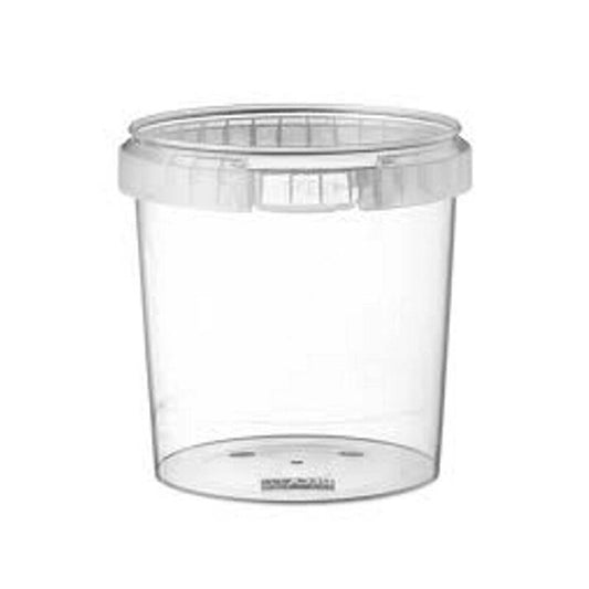 Plastbøtte, Handy-lock, Rund, 1180 ml, Ø 133, højde 150, PP, transparent, m/låg, æske a 180 sæt