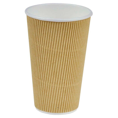 Kaffebæger, Papir + PE, brun, Natur Line, 16oz/ 470ml, karton a 500 stk, palle 20 kartoner, Ripple wall, Fødevaregodkendt
