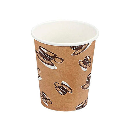 Kaffebæger, Papir + PE, brun, 8oz/240ml, karton a 1000 stk, Single wall, Fødevaregodkendt