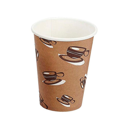 Kaffebæger, Papir + PE, brun, 12oz/340ml, karton a 1000 stk, palle 15 kartoner, Single wall, Fødevaregodkendt