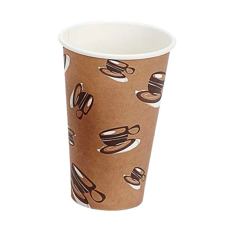Kaffebæger, Rund, Papir + PE, brun, 16oz/ 470ml, karton a 1000 stk, palle 15 kartoner, Single wall, Fødevaregodkendt