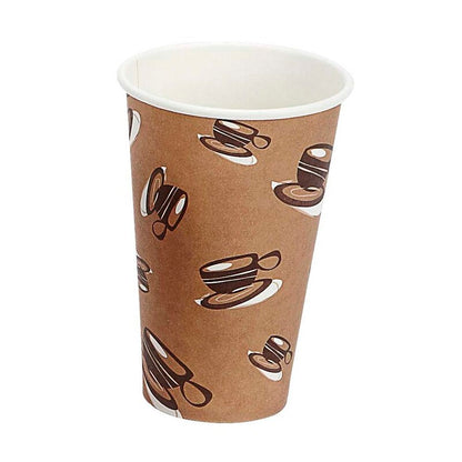 Kaffebæger, Rund, Papir + PE, brun, 16oz/ 470ml, karton a 1000 stk, palle 15 kartoner, Single wall, Fødevaregodkendt