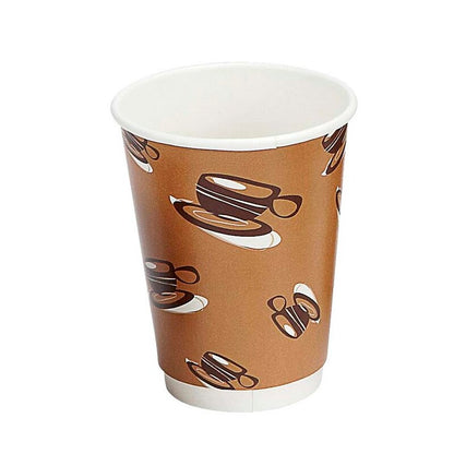 Kaffebæger, Papir + PE, brun, 12oz/340ml, karton a 500 stk, palle 12 kartoner, Double wall, Fødevaregodkendt