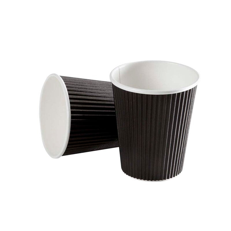 Kaffebæger, Papir + PE, sort, Black Line, 16oz/ 470ml, karton a 600 stk, palle 8 kartoner, Ripple wall, Fødevaregodkendt