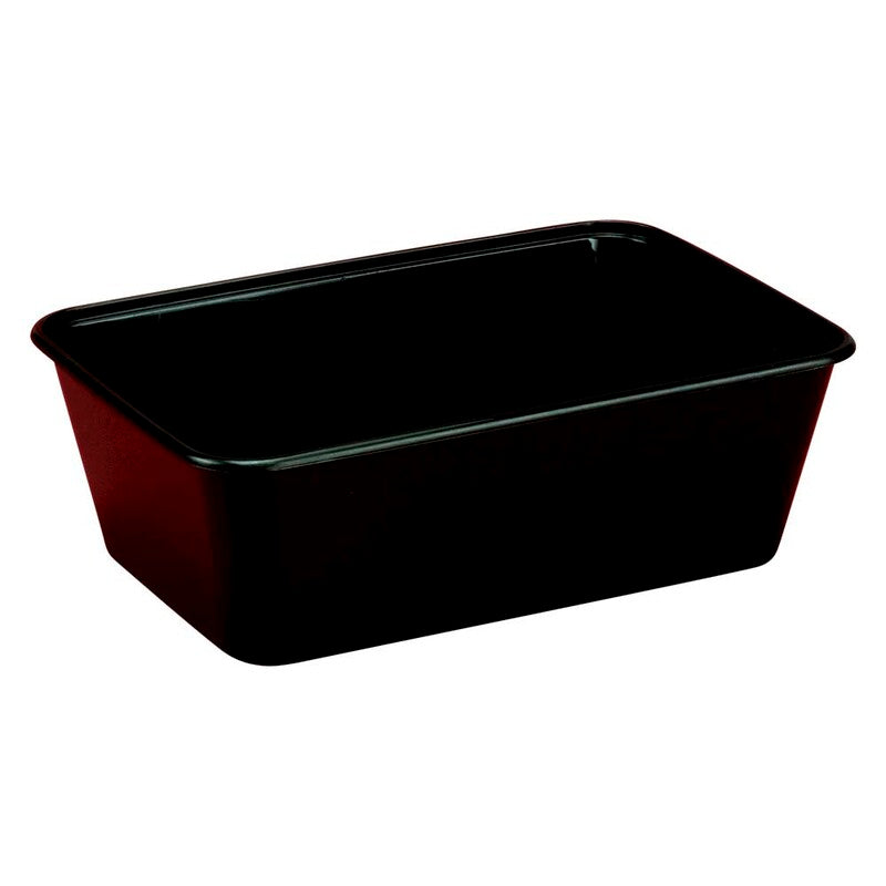 Plastbakke, 750 ml, Firkantet, 120x175x52mm, PP, sort, Til mikroovn, karton a 500 stk