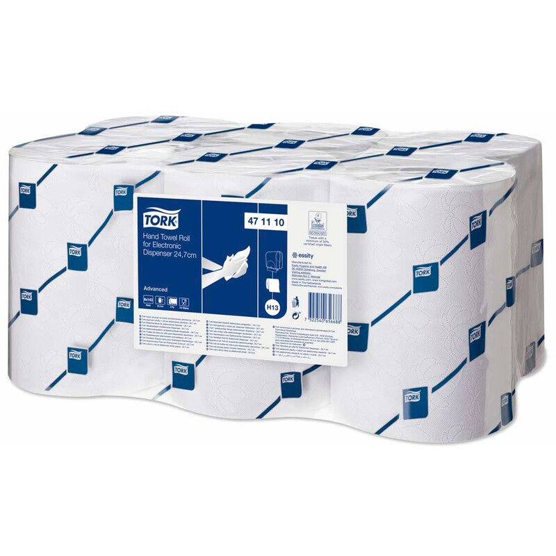 Papirhåndklæder rulle, Tork, H13, Advanced, 2 lag, hvid, 247mm x 143.00m, kasse a 6 ruller, FSC Recycled Credit