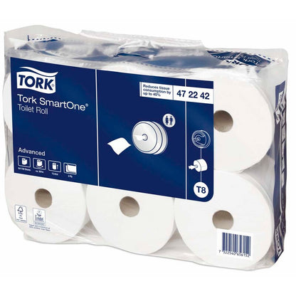 Toiletpapir Jumbo, Tork, Advanced, Smartone T8, 2 lag, hvid x 207.00m, kasse a 6 ruller, FSC Mix Credit
