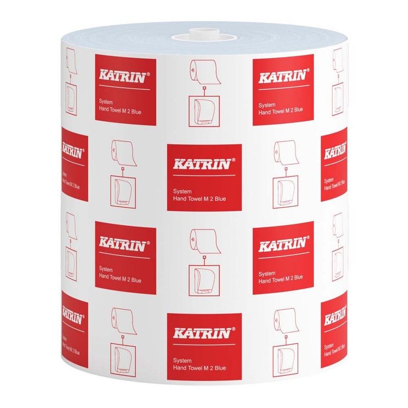 Papirhåndklæder rulle, Katrin, Katrin System, M, 2 lag, blå, 210mm x 130.00m, kasse a 6 ruller