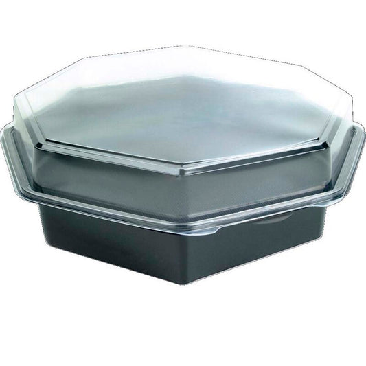 Plastbakke, Duni Octaview, 2500 ml, 305x305x80mm, PS, black/transparent, karton a 75 stk