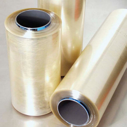 Madfilm, 12 µm, Rulle, 400 mm, x 1500.00 m, PVC, transparent yellow, 1 reel, Fødevaregodkendt