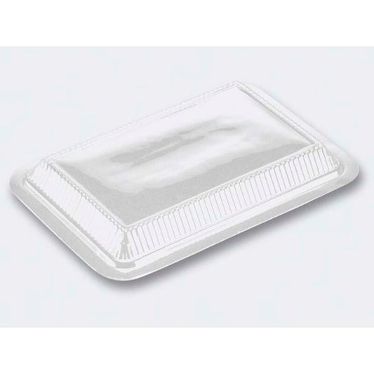 Låg t/foliebakke, Plus Pack, Rektangulær, 205x140x20mm, PET, transparent, pakke a 1000 stk