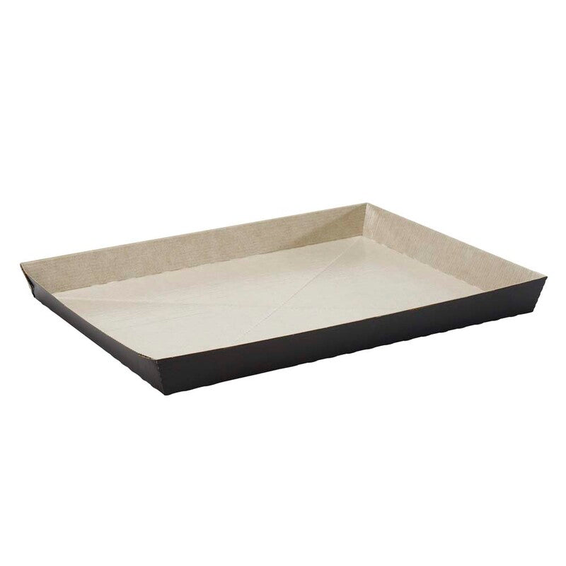 Bageform, Firkantet, 384 x 284 x 35 mm, Board/PET, lamineret, sort, pakke a 50 stk, F/oven, Fødevaregodkendt
