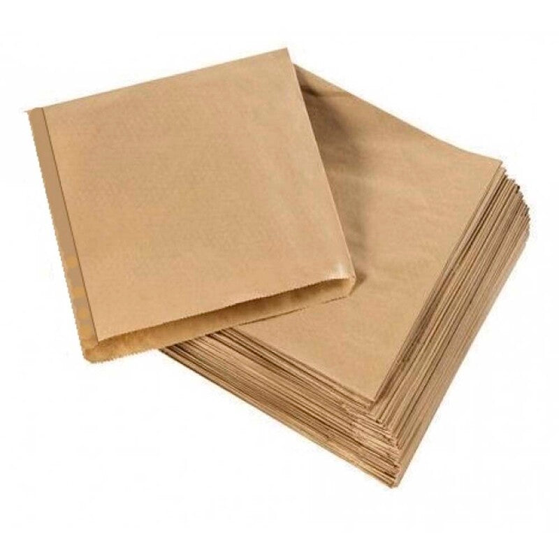 Burgerlomme, 150 x 190 mm, flat bag, Kraftpapir, brun, pakke a 1000 stk, Fødevaregodkendt