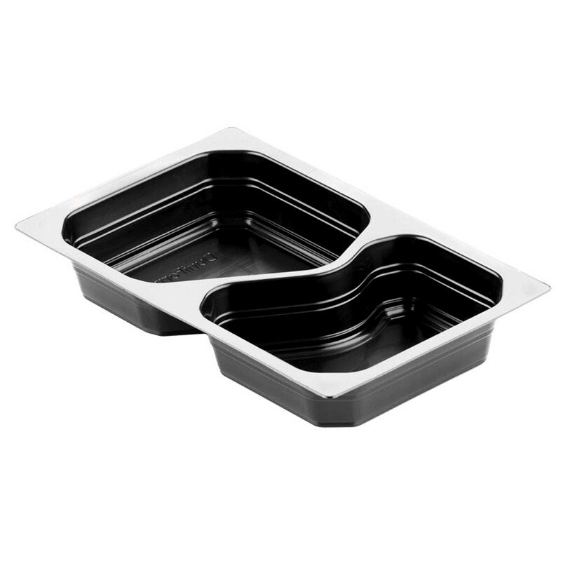 Plastbakke, Duni, 2-rums, 1130 ml, 162x265x43mm, PP, sort, karton a 225 stk