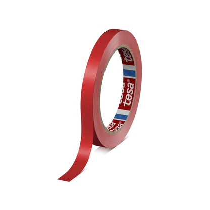Pakketape, TESA 60404, 12 mm x 66.00 m, samlet tykkelse 67 µm, kernediameter: 76 mm, Rulle, PVC, Naturgummi, rød, pakke a 12 ruller, kasse a 144 ruller, palle a 5760 ruller