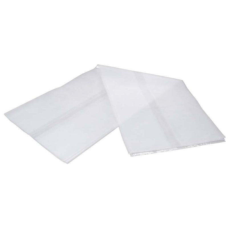 Plasthætte, 150 µm, 650 + 580 x 2000 mm, LD-PE, transparent, 2 fals på 290mm, karton a 10 stk, Fødevaregodkendt