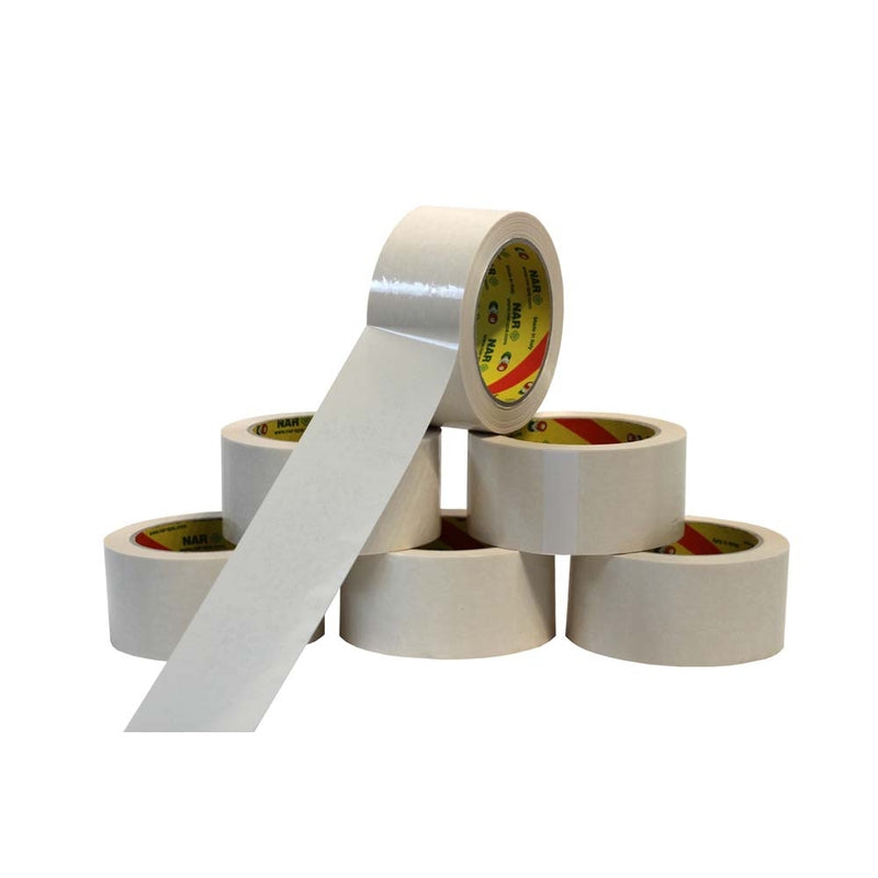 Pakketape, 48 mm x 66,00 m, 32 µm, kernediameter: 76 mm, rulle, PVC, naturgummi, hvid, kasse à 36 ruller, palle à 2376 ruller