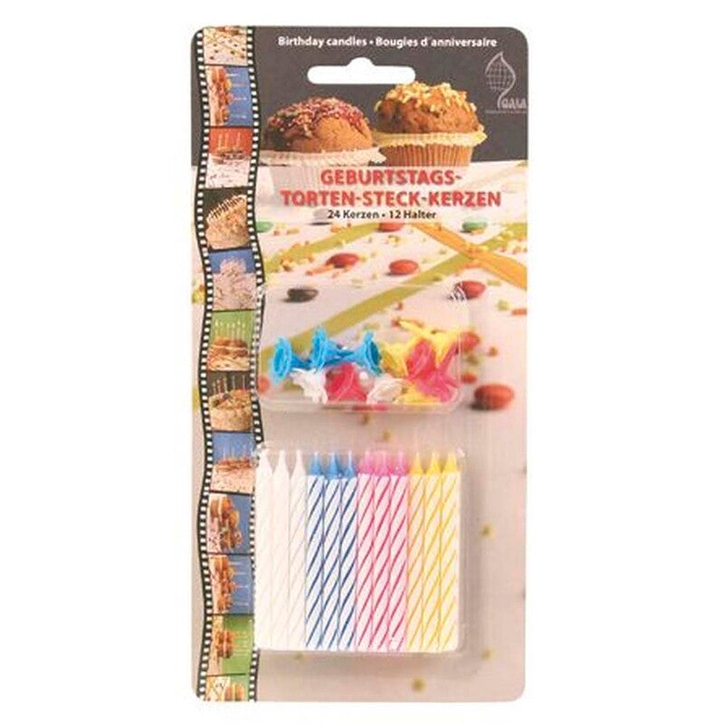 Lys, Voks, assorteret, pakke a 24 stk, 24candles+12holders/set, Velegnet til indirekte tilbere