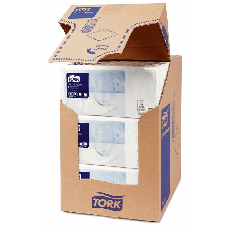 Kaffeservietter, Tork, Advanced, 1/4-fold, 2 lag, hvid, 240mmx240mm, karton a 2400 stk, FSC Mix Credit