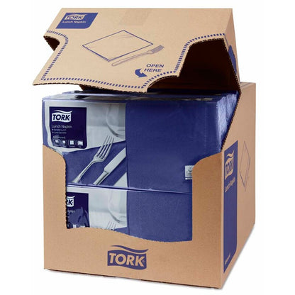 Frokostservietter, Tork, Advanced, 1/4-fold, 2 lag, mørkeblå, 326mmx330mm, karton a 2000 stk, FSC Mix Credit