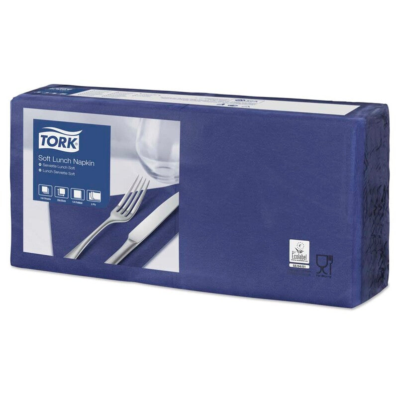 Frokostservietter, Tork, Advanced, 1/4-fold, 3 lag, mørkeblå, 326mmx330mm, 16g/m2, karton a 1500 stk, FSC Mix Credit
