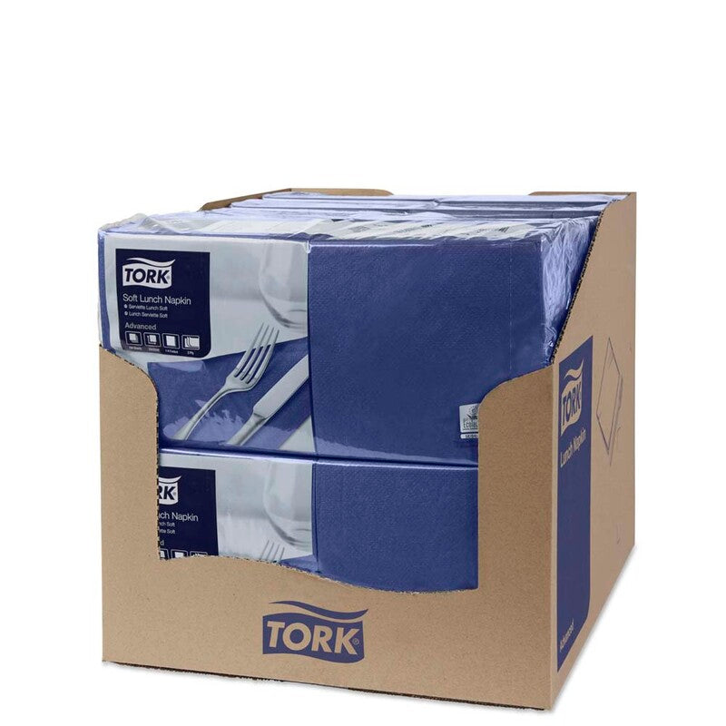 Frokostservietter, Tork, Advanced, 1/4-fold, 3 lag, mørkeblå, 326mmx330mm, 16g/m2, karton a 1500 stk, FSC Mix Credit