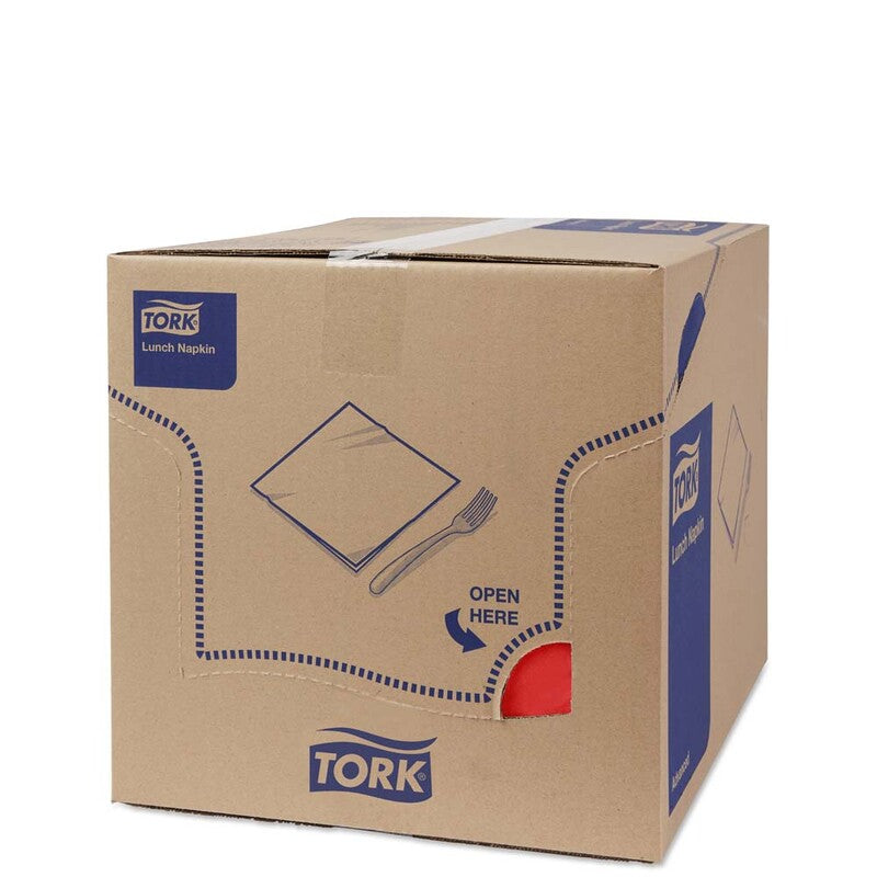 Frokostservietter, Tork, Advanced, 1/4-fold, 3 lag, rød, 326mmx330mm, 16g/m2, karton a 1500 stk, FSC Mix Credit