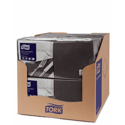 Frokostservietter, Tork, Advanced, 1/4-fold, 3 lag, sort, 326mmx330mm, 16g/m2, karton a 1500 stk, FSC Mix Credit