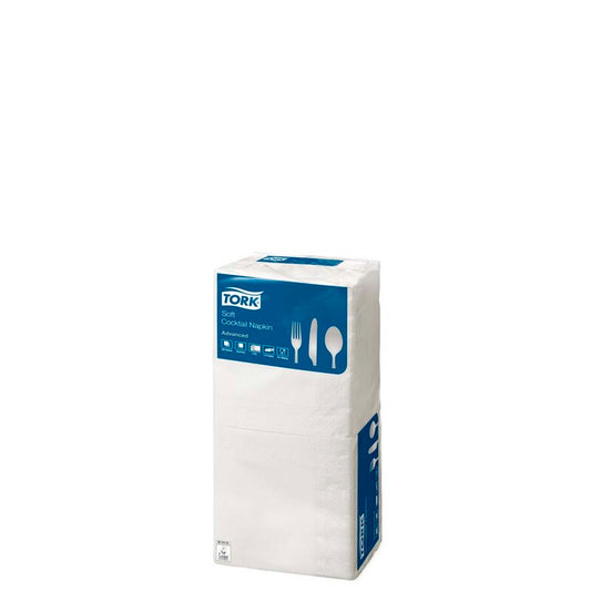 Kaffeservietter, Tork, Advanced, 1/4-fold, 3 lag, hvid, 240mmx240mm, 16g/m2, karton a 2400 stk, FSC Mix Credit