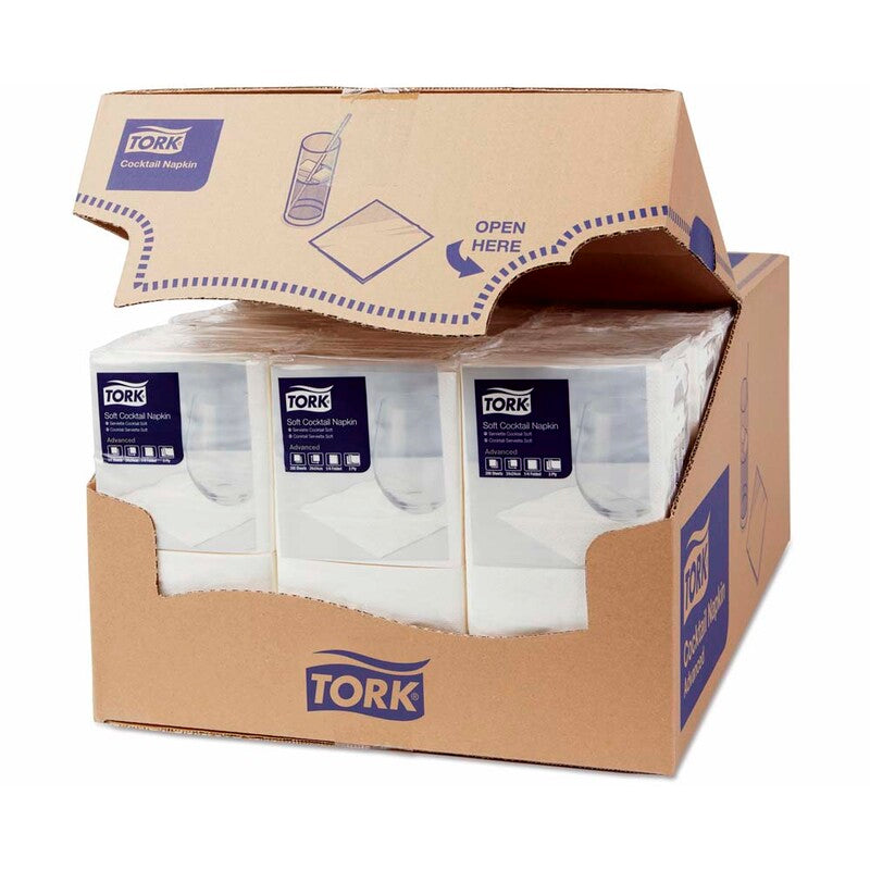 Kaffeservietter, Tork, Advanced, 1/4-fold, 3 lag, hvid, 240mmx240mm, 16g/m2, karton a 2400 stk, FSC Mix Credit