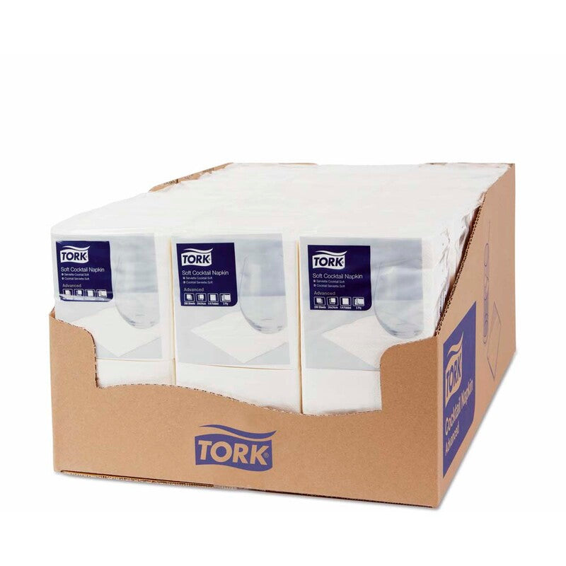 Kaffeservietter, Tork, Advanced, 1/4-fold, 3 lag, hvid, 240mmx240mm, 16g/m2, karton a 2400 stk, FSC Mix Credit